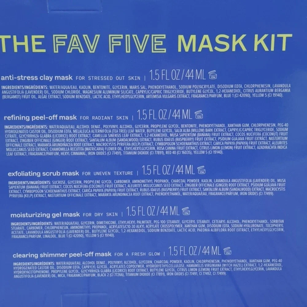 Freeman Limited Edition Mask Kit 5pc, Moisturize Exfoliate Anti-stress Clearing